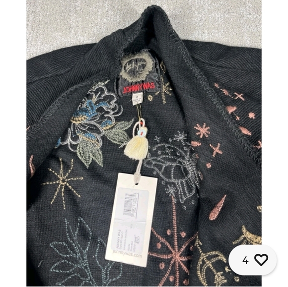 Johnny Was Black Sweater with Multicolor Embroidery - Picture 8 of 15